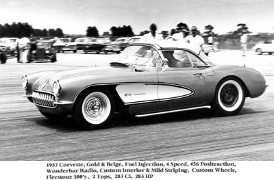 1959/1960:  George W. Young racing his 1957 Corvette at Amelia Earhart Field, Miami, Florida