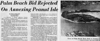 Early 1970s - Miami Herald Article on Palm Beach trying to annex Peanut Island