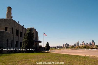 Old preserved St. Paul Downtown Airport passenger terminal and downtown St. Paul stock photo #2145