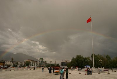 Rainbow across the Potala Palace Square