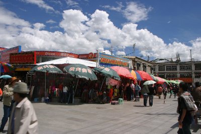 Stalls at Barkhor Street -- a pedestrain shopping area
