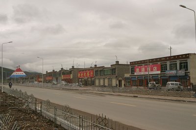 Downtown DangXiong, a small town on the Qin Zang Highway