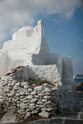 On to Mykonos, in the Cyclades islands: Paraportiani church from rear