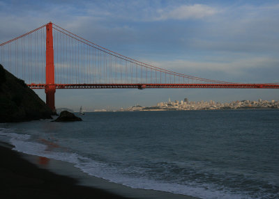 Kirby Cove view, dusk (at Kirby Cove, you see the city UNDERNEATH the bridge!)
