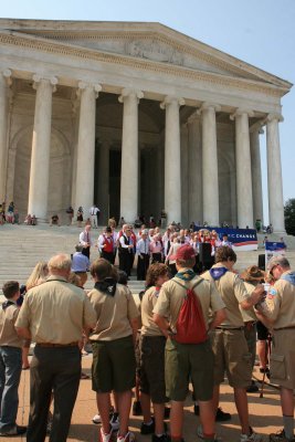 There were lots of Boy Scouts in the crowd