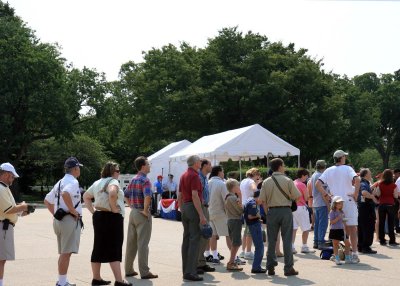 Lined up for the coin exchange