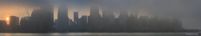 NYC Foggy Sunrise Pano