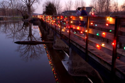 Christmas lights on the Spillway