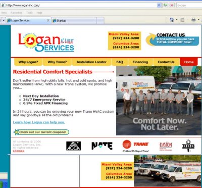 Logan Services webpage