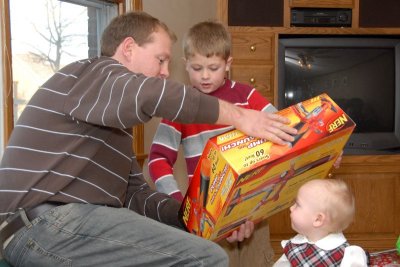 Father - Son checking out the new Nerf gun