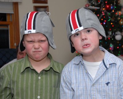 Jack &  Nolan model their helmet hats