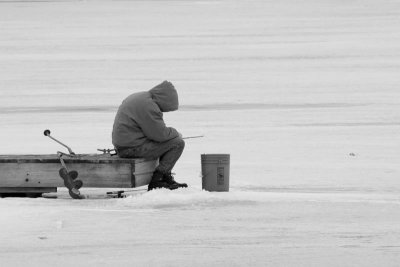 Desperate Ice Fisherman