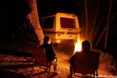 Our neighbors parked their camper a little close to our campfire