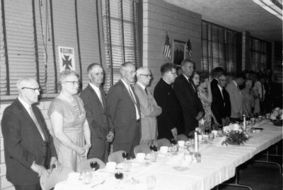 Joe & Rose Willman, ?, Bill Albers, Frank Willman , Fr. Liebold, Henry & Emma Sanders, Martin & Elisabeth Larger