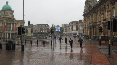 Hull City Centre in the rain 2