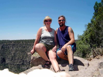 Sitting on top of the pass to the Jemez Falls.  This was a canyon behind us.