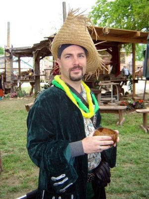 Lersxt enjoying a drink from his coconut