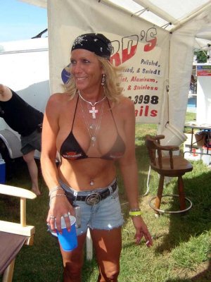 she got lots of attention with her Harley Barely there bikini top