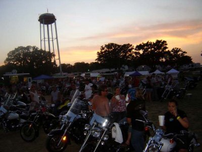 Nighttime as the band rocks the rally