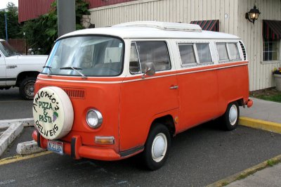 Is this an early Sportsmobile? This pop top VW van was in use by a restaraunt in Lewiston, ID.