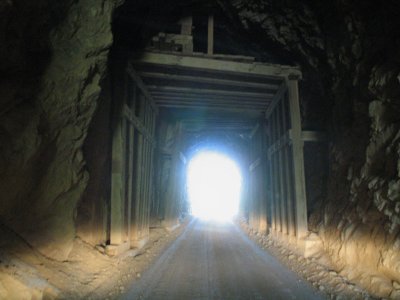 The road north of Copperfield appears to have been a railroad grade, including this tunnel now used by the road.
