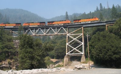 BNSF northbound on Rock Creek trestle.