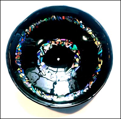 Large Black Glass Dish