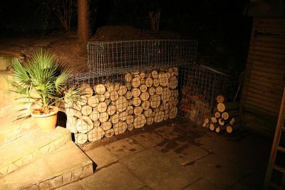 Gabions - partially filled - night shot (apologies)