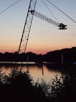 Silhouette of one of the cable supports