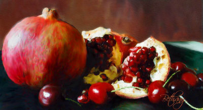 pomegranates and cherries