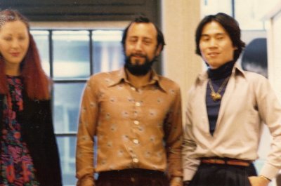Claire  and Santilli with Fumio Kawashima at the Queen Street Academy in 1975