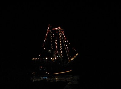 A local sailboat lighted for Carnaval