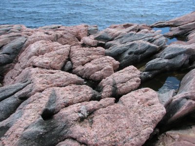 Pink granite mixed with rock