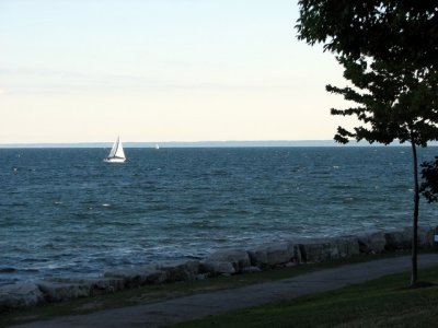 A sailboat goes by