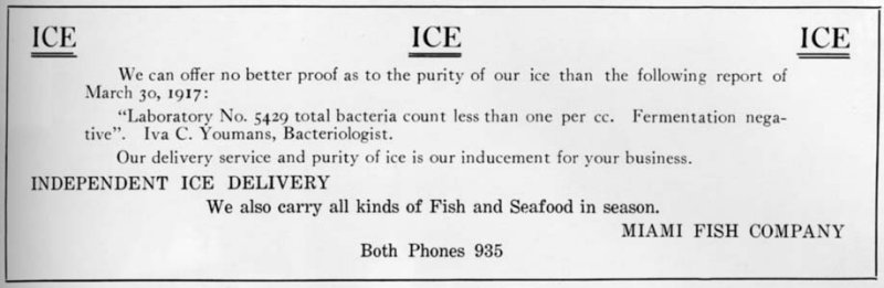 1910s - Miami Fish Company advertisement for their ice