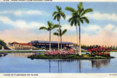 Miami Jockey Club at Hialeah Park - postcard postmarked 1938