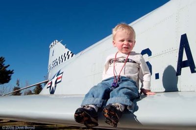 December 2006 - Kyler on right wing of McDonnell-Douglas F-4C Phantom #AF64-0799 painted as AF63-7589