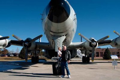 December 2006 - Grandson Kyler Kramer and Don Boyd with a Lockheed EC-121T Warning Star at Peterson AFB