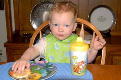 April 2007 - Kyler loves great-grandma Esther's pancakes