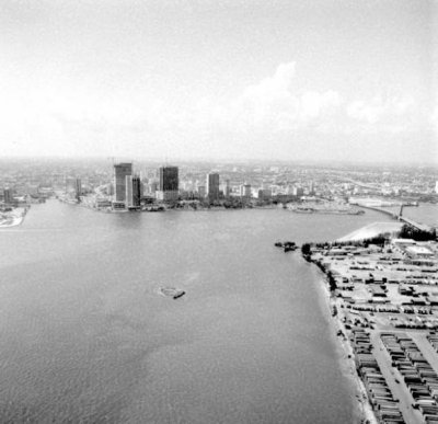1981 - Downtown Miami looking west from south of Dodge Island