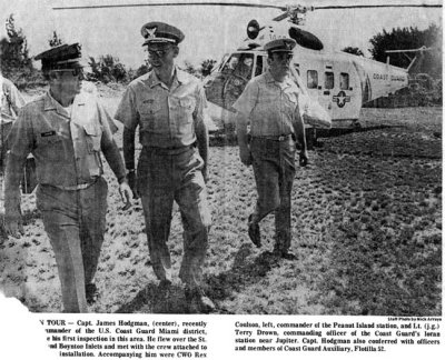 1970 - CWO4 Rex W. Coulson, new Group Miami CAPT James Hodgman and LORAN Station Jupiter CO LTJG Terry Drown