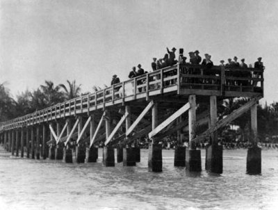 1921 - Fishing pier in the ocean at the foot of Lincoln Road