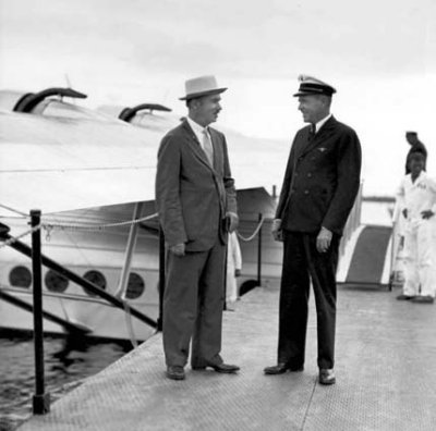 1934 - Igor Sikorsky, famed airplane designer, with Captain Edwin Musick, pioneer of Pan American Airways System