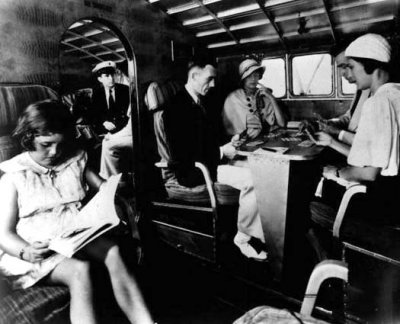 1930 - Passengers onboard a Pan American Airways System Consolidated Commodore