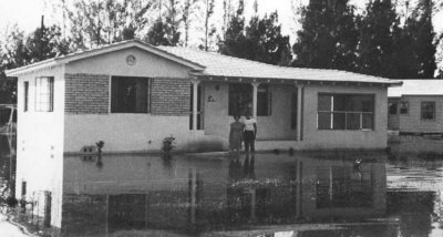 1947 - home and residents of 32 Hammond Drive, Miami Springs, after the Flood of 1947 caused by Hurricane VI
