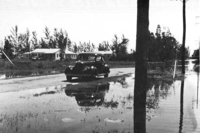 1947 - Miami Springs roadway after the Flood of 1947 was receding