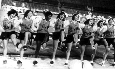 1977 - Miami High School Stingarees Cheerleaders - Eunice, Claire, Sadie, ?, PJ, Lisa (captain), Gracie and Ibis