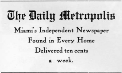 1910s - The Daily Metropolis advertisement