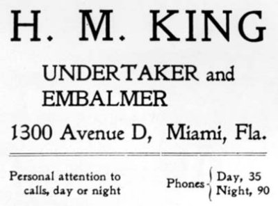 1900s - H. M. King, Undertaker and Embalmer, advertisement