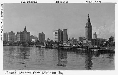 1930's - the downtown Miami skyline from Biscayne Bay